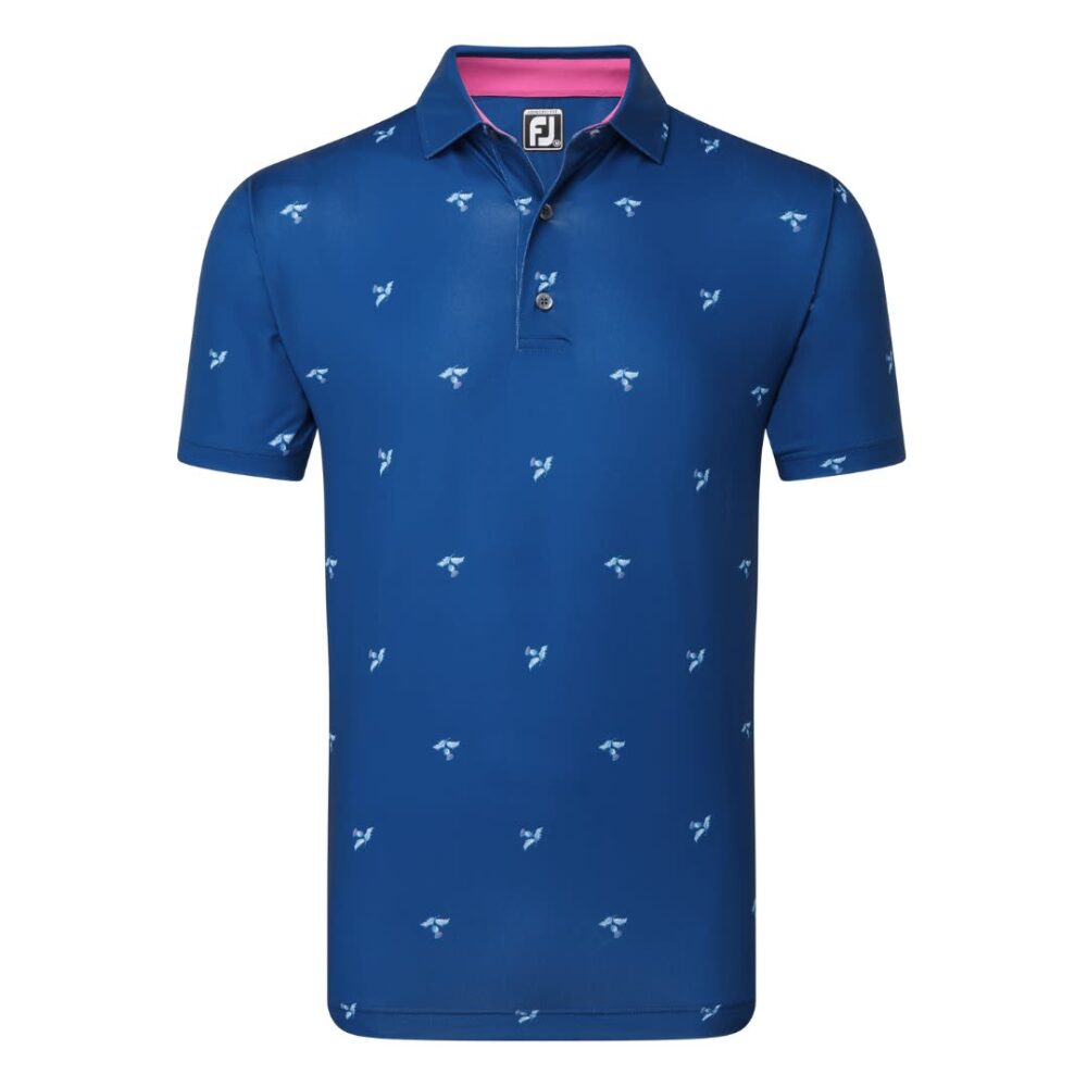 Footjoy 24 Thistle Print Lisle Polo - Deep Blue