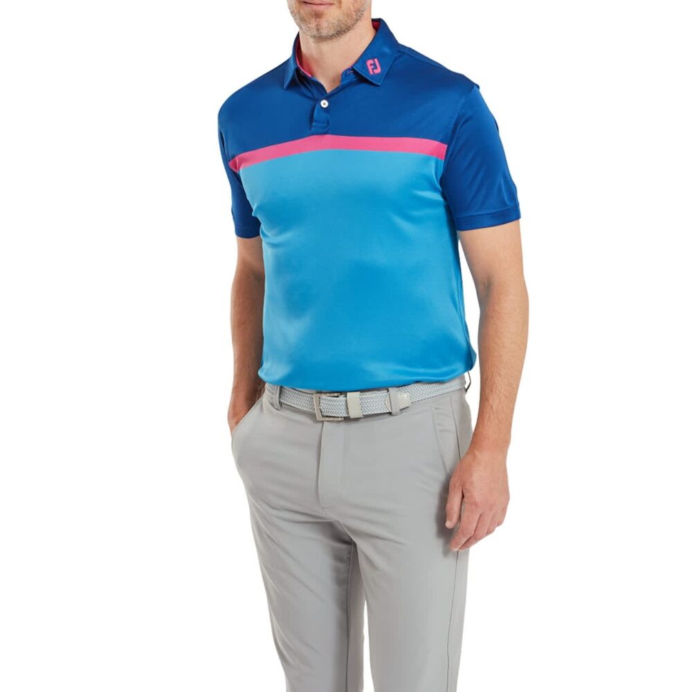 FootJoy 24 Lisle Colour Block Polo - Ocean - Image 4