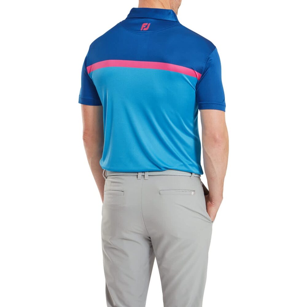 FootJoy 24 Lisle Colour Block Polo - Ocean - Image 3