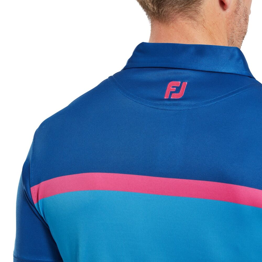 FootJoy 24 Lisle Colour Block Polo - Ocean - Image 2