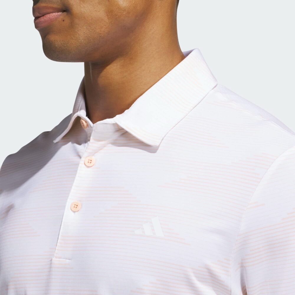 Adidas Ultimate365 Speed Stripe Polo - White / Powder Coral - Image 4