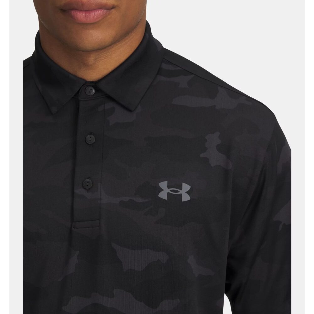 Under Armour Playoff 3.0 Printed Polo - Black / Castlerock - Image 3