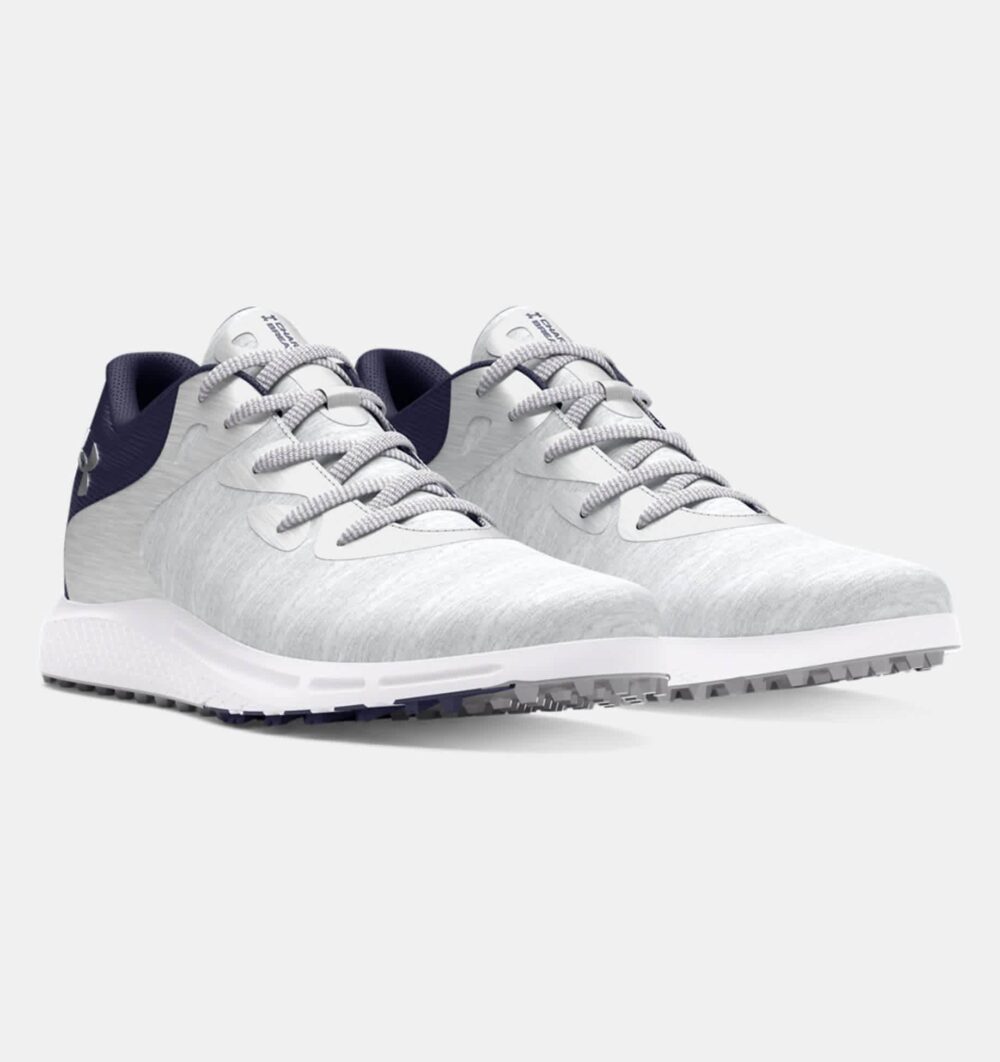 Under Armour Women's Charged Breathe 2 Knit Spikeless Golf Shoes - Grey/Navy - Image 4